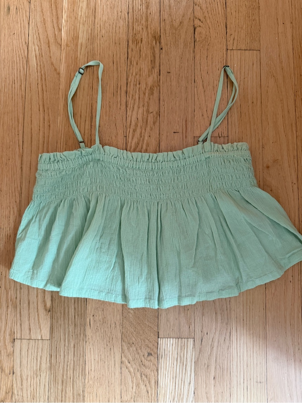 Revolution Mint Green Smocked Ruffle Tank